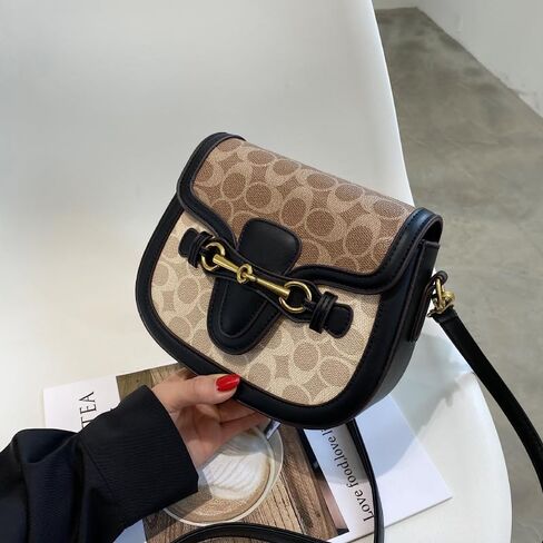 Women Small Crossbody Bags Women Golden Buckle Leather Purse Handbag Fashion Design (black) in Saudi Arabia