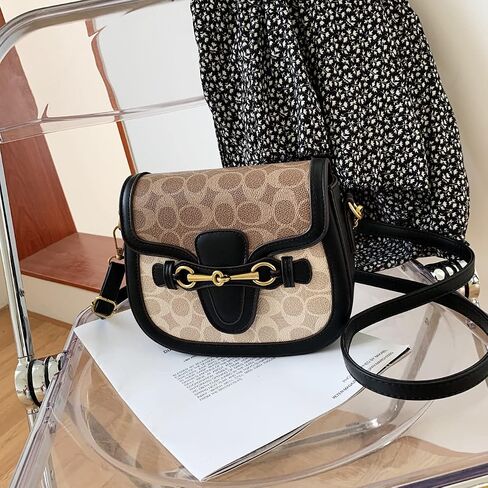 Women Small Crossbody Bags Women Golden Buckle Leather Purse Handbag Fashion Design (black) in Saudi Arabia