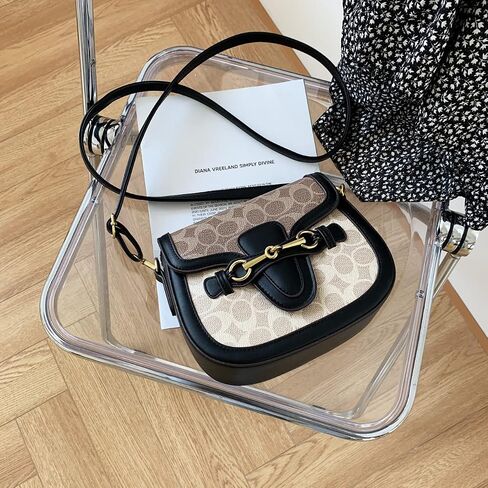 Women Small Crossbody Bags Women Golden Buckle Leather Purse Handbag Fashion Design (black) in Saudi Arabia
