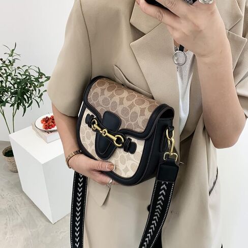 Women Small Crossbody Bags Women Golden Buckle Leather Purse Handbag Fashion Design (black) in Saudi Arabia