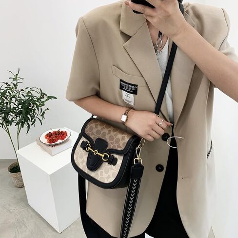 Women Small Crossbody Bags Women Golden Buckle Leather Purse Handbag Fashion Design (black) in Saudi Arabia