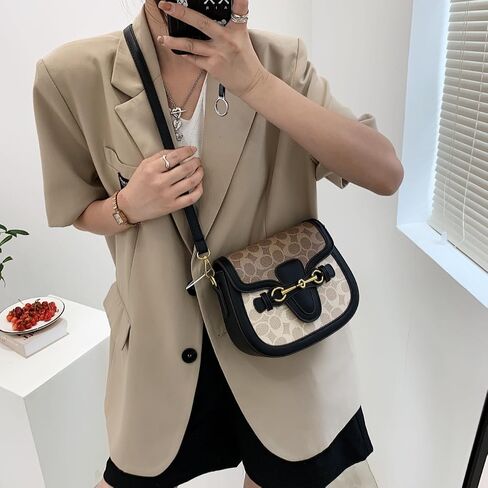 Women Small Crossbody Bags Women Golden Buckle Leather Purse Handbag Fashion Design (black) in Saudi Arabia