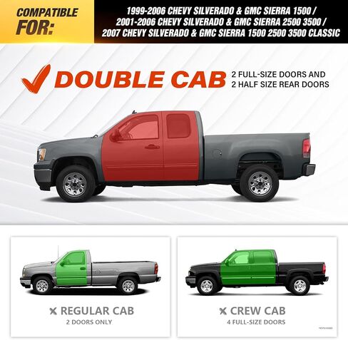 Three Raised Steps Double Cab Running Boards Compatible for 1999-2006 Chevy Silverado & GMC Sierra 1500, 2001-2006 Chevrolet Silverado & GMC Sierra 2500 3500 HD Extended Cab, Side Step Nerf Bar in Saudi Arabia