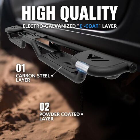 Three Raised Steps Double Cab Running Boards Compatible for 1999-2006 Chevy Silverado & GMC Sierra 1500, 2001-2006 Chevrolet Silverado & GMC Sierra 2500 3500 HD Extended Cab, Side Step Nerf Bar in Saudi Arabia