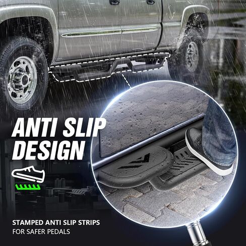 Three Raised Steps Double Cab Running Boards Compatible for 1999-2006 Chevy Silverado & GMC Sierra 1500, 2001-2006 Chevrolet Silverado & GMC Sierra 2500 3500 HD Extended Cab, Side Step Nerf Bar in Saudi Arabia