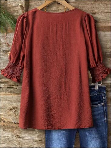 SOLY HUX Women's Plus Size Lace Blouse V Neck Half Sleeve Shirt Top Vintage Teacher Clothes in Saudi Arabia