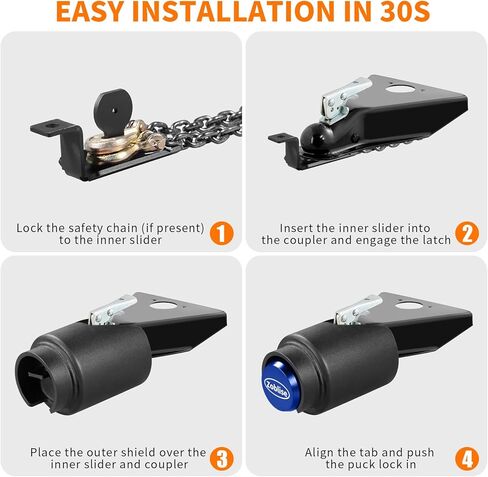 Heavy Duty Trailer Locks Ball Hitch ، 2 5/16 Ball Hitch Lock Lock Anti Theft ، نوبات قوية لـ RV/Boat/Cargo/Fetity Trailer Acpler (Black) in Kuwait