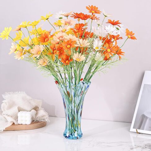 9.0 "H Teal Glass Fass for Flowers ، و Hand Blow Glass Vase Teal Home Decore ، Wide Mouth Green Flower Protse ، for Bookshelf ، Table ، سطح مكتب المكتب الداخلي ، غرفة اجتماعات ، حمام ، كونترتوب ، كونترتوب in Saudi Arabia
