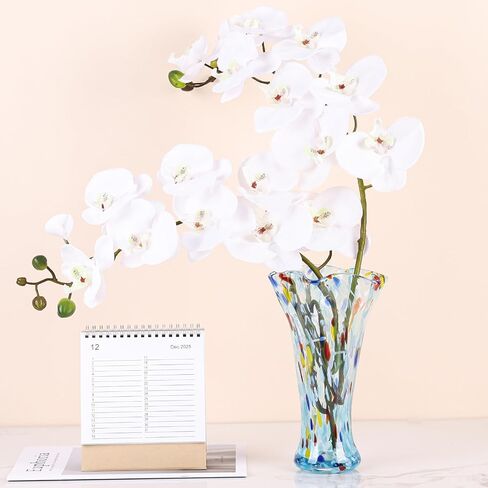 9.0 "H Teal Glass Fass for Flowers ، و Hand Blow Glass Vase Teal Home Decore ، Wide Mouth Green Flower Protse ، for Bookshelf ، Table ، سطح مكتب المكتب الداخلي ، غرفة اجتماعات ، حمام ، كونترتوب ، كونترتوب in Saudi Arabia