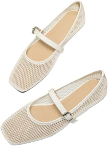 Women's Embroidery Lace Mesh Ballet Flats, Elegant Square Toe Flat Shoes for Party, Fashionable Daily Clothing Decor, Lightweight Breathable Comfortable Shoes for Women & Girls, Footwear in Saudi Arabia