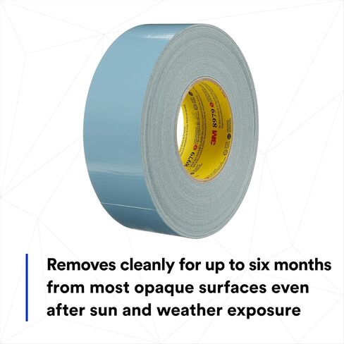 3M Performance Plus 8979 Duct Tape Heavy Duty, Slate Blue, 48 mm x 55 m, 12.1 mil, 6 Month Clean Removal, Resists UV and Weather for up to 12 Months, Tears Cleanly, Curl-Resistant, 3 Rolls in Saudi Arabia