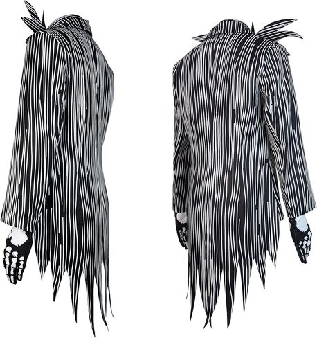 Halloween Striped Jack Skull Costume, Black and White Pinstripe Suit, Adult Nightmare Christmas Uniform in Saudi Arabia