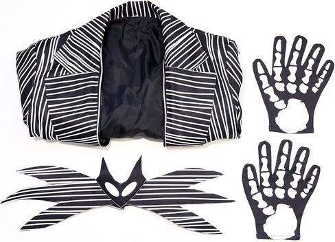 Halloween Striped Jack Skull Costume, Black and White Pinstripe Suit, Adult Nightmare Christmas Uniform in Saudi Arabia
