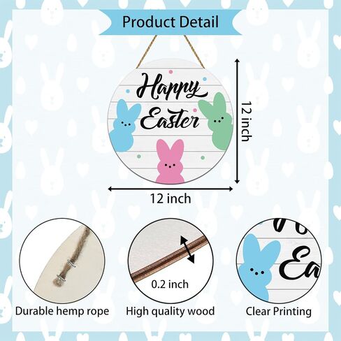 Easter Wreaths for Front Door Decor Easter Door Decorations Cute Bunny Wreath Wooden Sign Bunny Hanging Decorations Front Door Hanger for Wall Indoor Home Decor in Saudi Arabia