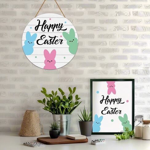 Easter Wreaths for Front Door Decor Easter Door Decorations Cute Bunny Wreath Wooden Sign Bunny Hanging Decorations Front Door Hanger for Wall Indoor Home Decor in Saudi Arabia