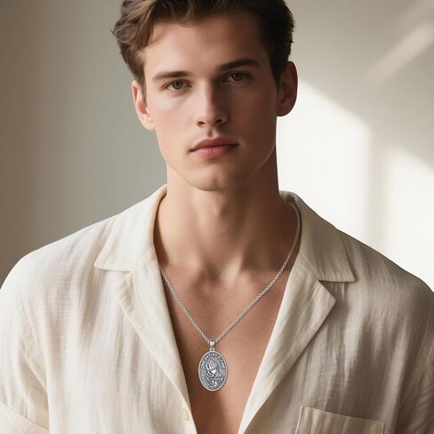 Fish Hook Cross Necklace for Men Sterling Silver Cross Pendant Necklace Religious Cross Jewelry Gifts for Men Women in Saudi Arabia