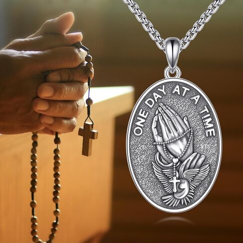 Fish Hook Cross Necklace for Men Sterling Silver Cross Pendant Necklace Religious Cross Jewelry Gifts for Men Women in Saudi Arabia