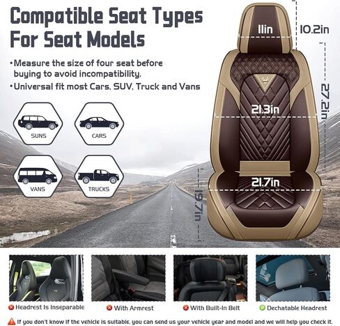 Car Seat Covers for GMC Canyon 2004-2025, Waterproof Nappa Leather Full Set Seat Cover, Anti-Slip and Comfortable Automotive Seat Protector&Accessories(Brown Coffee) in Saudi Arabia