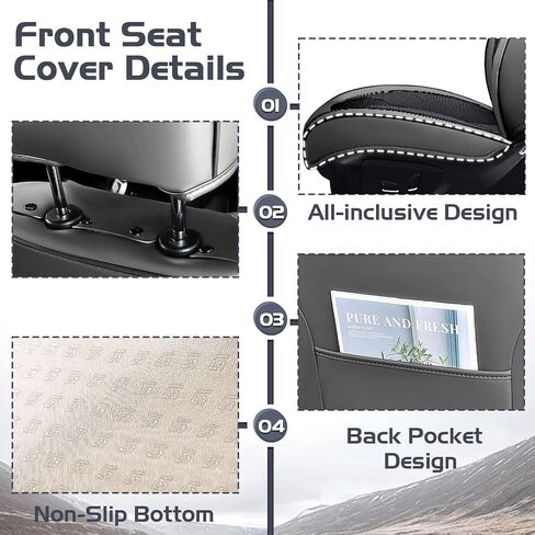 Car Seat Covers for GMC Canyon 2004-2025, Waterproof Nappa Leather Full Set Seat Cover, Anti-Slip and Comfortable Automotive Seat Protector&Accessories(Brown Coffee) in Saudi Arabia