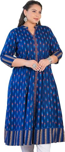 Yash Gallery Women's Plue Size Rayon Ikat Printed Anarkali Kurta For Summer in Saudi Arabia