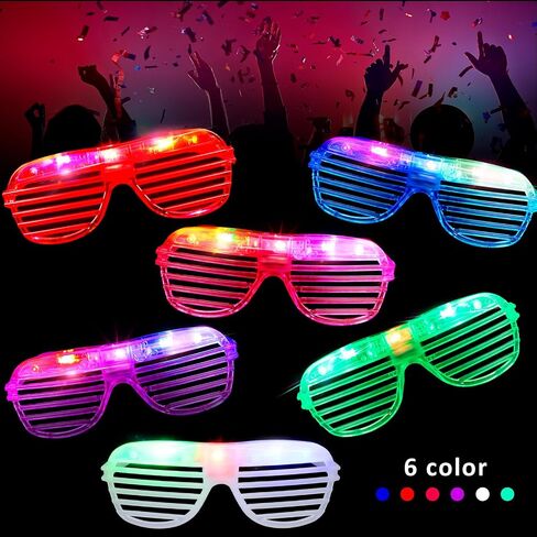 Honoson 120 Pack LED Glasses Light Up Party Sunglasses Glow in The Dark Shutter Shades Glasses Glow Sticks Glasses Flashing Plastic Party Favor for Adult Birthday Mardi Gras Costume(Multicolor) in Saudi Arabia