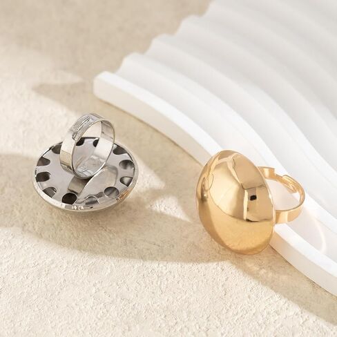 Gold Chunky Statement Rings for Women,Silver Dome Western Jewelry No Tarnish Adjustable Thick Vintage Trendy Open Rings Jewelry Gifts for Women in Saudi Arabia