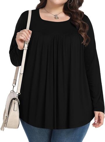 Womens Plus Size Tops Long Sleeve Shirts Fall Tunic Loose Fit Blouses with Leggings 1X-5X in Saudi Arabia