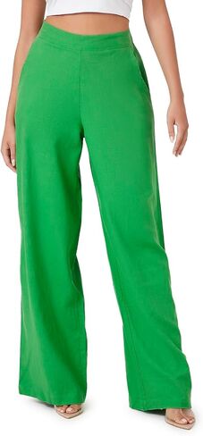 Forever 21 Womens Linen-Blend Wide-Leg Pants in Saudi Arabia