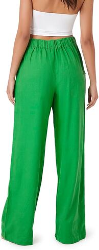 Forever 21 Womens Linen-Blend Wide-Leg Pants in Saudi Arabia