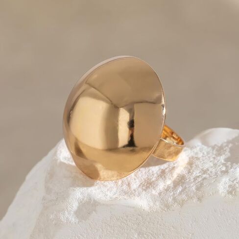 Gold Chunky Statement Rings for Women,Silver Dome Western Jewelry No Tarnish Adjustable Thick Vintage Trendy Open Rings Jewelry Gifts for Women in Saudi Arabia