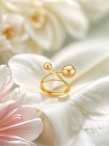 الذهب مكتنزة بيان خواتم للنساء، الفضة قبة المجوهرات الغربية لا تشويه قابل للتعديل سميكة خمر العصرية المفتوحة خواتم مجوهرات هدايا للنساء in Kuwait