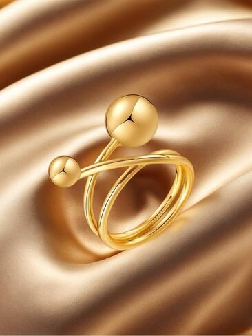 الذهب مكتنزة بيان خواتم للنساء، الفضة قبة المجوهرات الغربية لا تشويه قابل للتعديل سميكة خمر العصرية المفتوحة خواتم مجوهرات هدايا للنساء in Kuwait