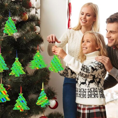80 Sets 8 Styles Magic Color Scratch Green Christmas Tree Ornaments 5.1 Inches Christmas Crafts Kits Rainbow Scratch Ornaments for Activities Winter Season Party Favors (House) in Saudi Arabia
