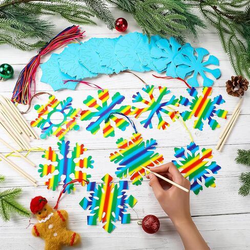 80 Sets 8 Styles Magic Color Scratch Green Christmas Tree Ornaments 5.1 Inches Christmas Crafts Kits Rainbow Scratch Ornaments for Activities Winter Season Party Favors (House) in Saudi Arabia