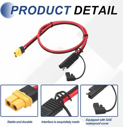 MECCANIXITY 12AWG SAE إلى XT60 كابل تمديد موصل 9.8 قدم، XT60 أنثى إلى سلك SAE مع محول عكسي قطبي للسيارات والألواح الشمسية والشحن in Saudi Arabia