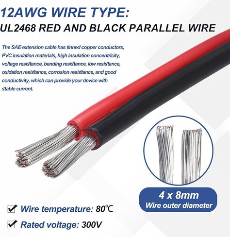 MECCANIXITY 12AWG SAE إلى XT60 كابل تمديد موصل 9.8 قدم، XT60 أنثى إلى سلك SAE مع محول عكسي قطبي للسيارات والألواح الشمسية والشحن in Saudi Arabia