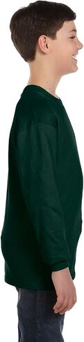 Hanes Youth 6.1 oz. Tagless ComfortSoft Long-Sleeve T-Shirt - DEEP Forest - M in Saudi Arabia