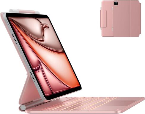 حافظة لوحة مفاتيح typecase لجهاز 2024 M4 iPad Pro 13,11 لونًا بإضاءة خلفية، حافظة لوحة مفاتيح مع حامل أقلام، لوحة تتبع مدمجة، مجموعة سهلة، أسود in Kuwait