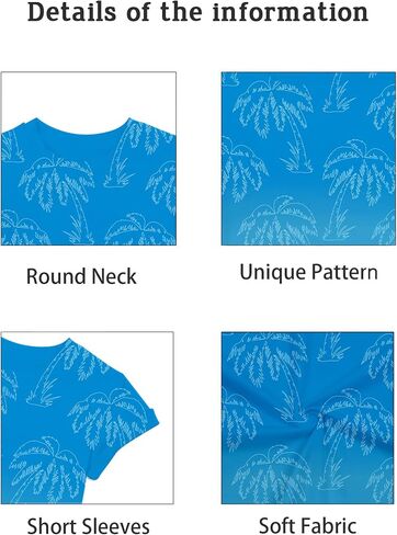Hawaiian Shirts for Boys Tropical Palm Tree Graphic T-Shirt Casual Cool Hawaiian Shirt for Kids 6-13 Years in Saudi Arabia
