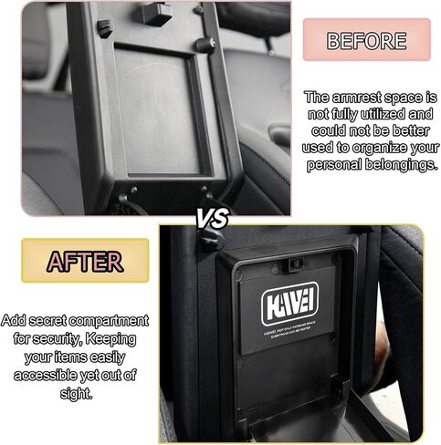 Center Console Hidden Storage Box Compatible with 2021 2022 2023 2024 Ford Bronco 2/4 Door Interior Accessories Armrest Organizer Insert Tray Secret Compartment (Not for 2025), Black in Saudi Arabia