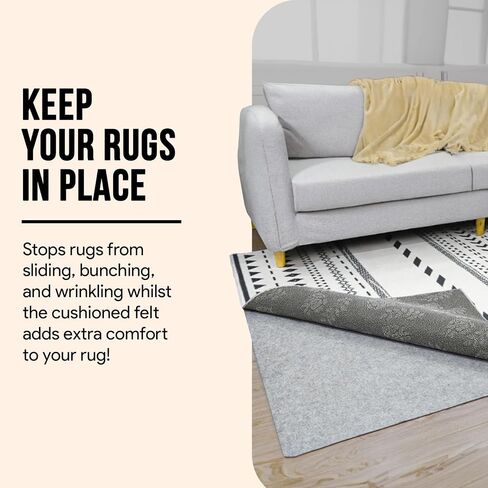MAYSHINE Basics Premium Comfort Rug Pad - Also Available with Non Slip Option - Safe for All Floors and Finishes Including Hardwoods (4' x 6') in Kuwait
