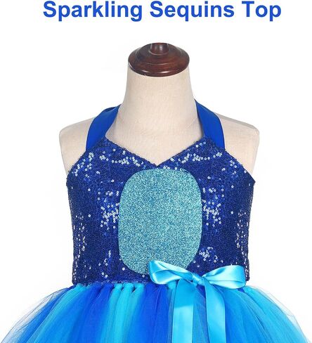 Costume for Girls 1-10Y Halloween Kids Sequin Tutu Dress Birthday Party Clothes with Headband in Saudi Arabia