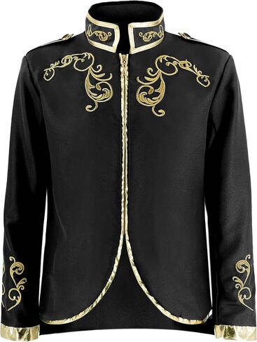 Mens Palace Prince Costume Gold Embroidered Jacket Adult Medieval Court Uniform Officer Punk Halloween Cosplay Suit in Saudi Arabia