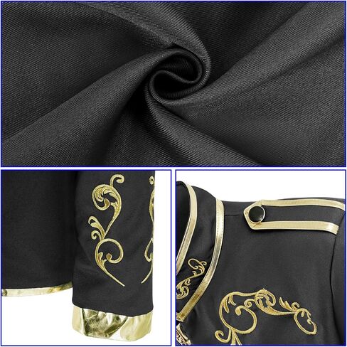 Mens Palace Prince Costume Gold Embroidered Jacket Adult Medieval Court Uniform Officer Punk Halloween Cosplay Suit in Saudi Arabia