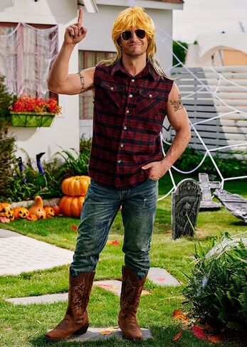 Arvilhill Mens 4pcs Vintage Wig Vest Sunglasses Stickers Halloween Adult Retro Outfits (S-3XL) in Kuwait