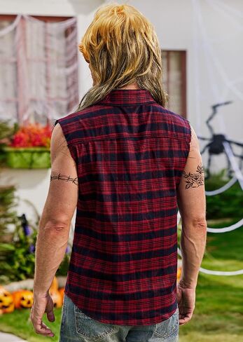 Arvilhill Mens 4pcs Vintage Wig Vest Sunglasses Stickers Halloween Adult Retro Outfits (S-3XL) in Kuwait