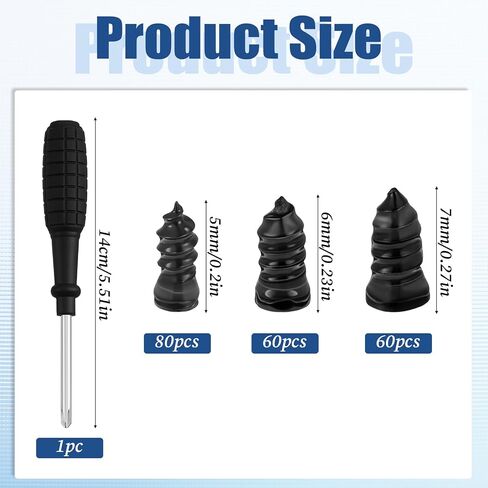 200Pcs Tire Repair Rubber Nail Kit, 3 Size Tire Repair Kit with Plugs, Self-Service Screw in Tire Plugs with Screwdriver for Car, Motorcycle, Truck in Saudi Arabia