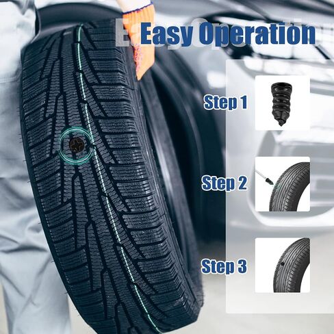 200Pcs Tire Repair Rubber Nail Kit, 3 Size Tire Repair Kit with Plugs, Self-Service Screw in Tire Plugs with Screwdriver for Car, Motorcycle, Truck in Saudi Arabia