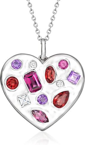 Ross-Simons 3.00 ct. t.w. Multi-Gemstone Heart Pendant Necklace in Sterling Silver. 18 inches in Saudi Arabia