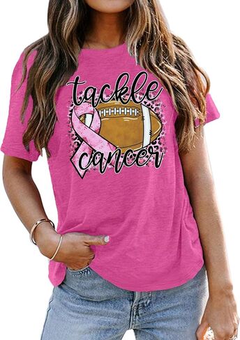 Women Breast Cancer Shirt: Tackle Football Pink Ribbon Tshirt Breast Cancer Awareness Shirts Breast Cancer Gifts Tees in Saudi Arabia